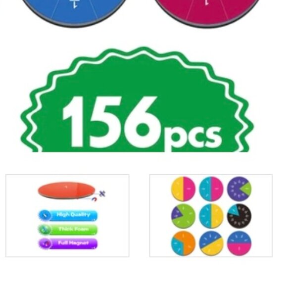 New math tools for kids!!! 175 Pcs Magnetic Rainbow Fraction Tiles - Picture 3 of 3